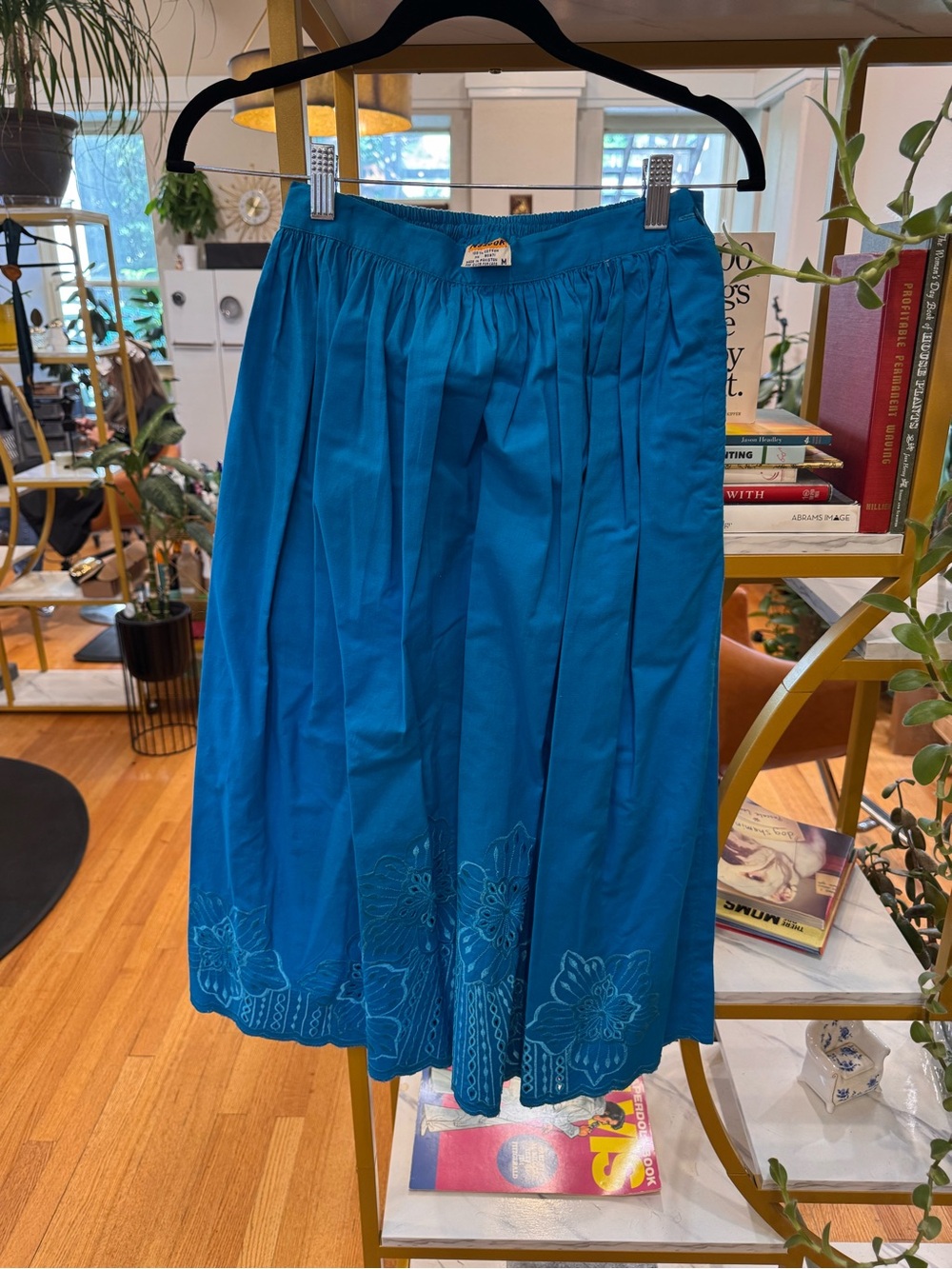 Vintage, Nautica Turquoise Blue Embroidered Midi Dress - Picture 4 of 6